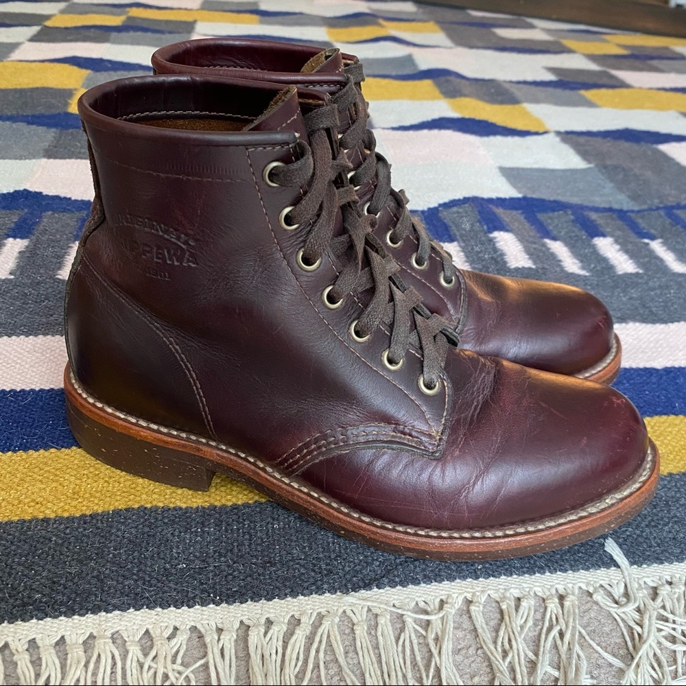 Men’s Chippewa brand cordovan leather dress boots in lightly used condition.